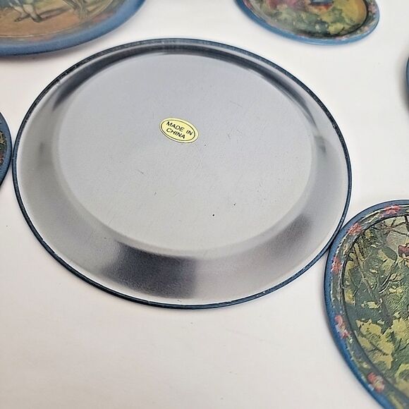 Children's Tin Litho Complete Tea Set of 4 Little Red Riding Hood Reproduction - Picture 10 of 11